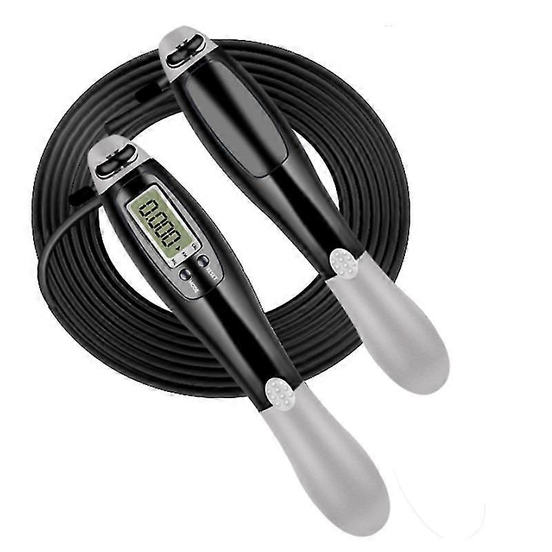 Digital Jump Rope Skipping Rope Timer Calorie Count Counter Gym Fitnessblack