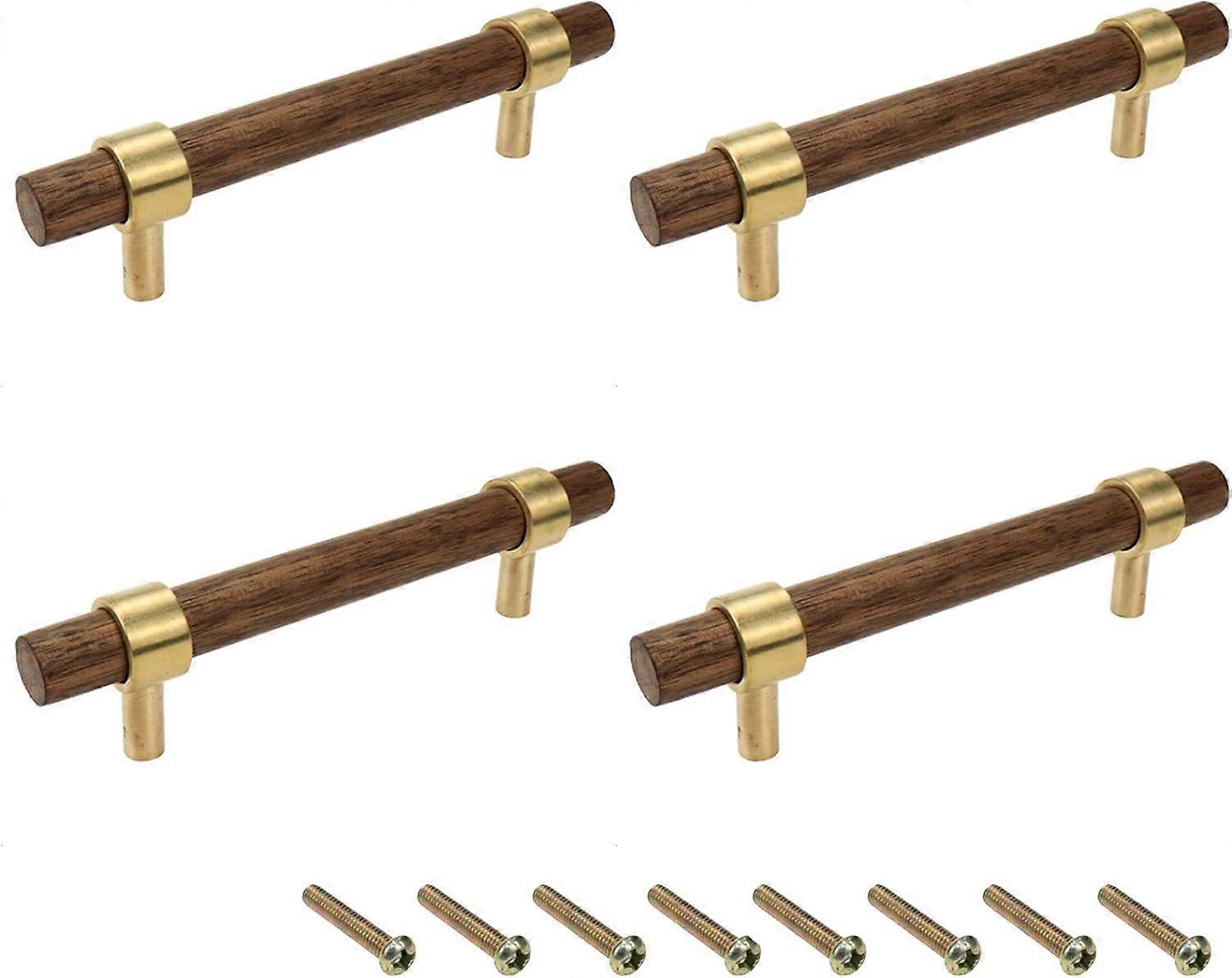 Drawer 5.51"/140mm Pulls Brass Walnut Kitchen Wardrobe Cabinet Hardware Pull Handle Adjustable Hole Distance with Screw, 4Pcs