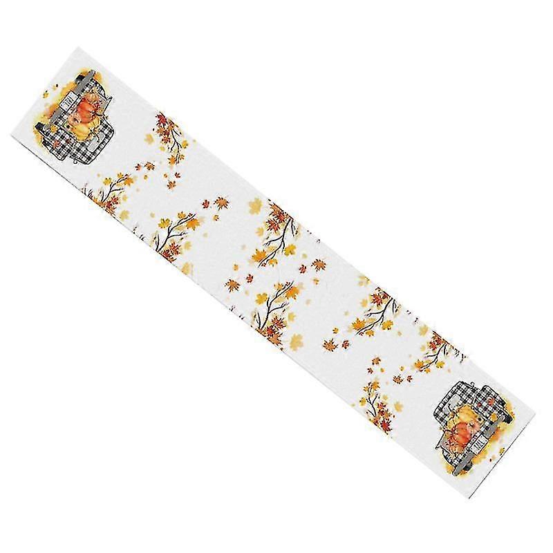 Maple Leave Pumpkins Buffalo Plaid Truck Table Runner
