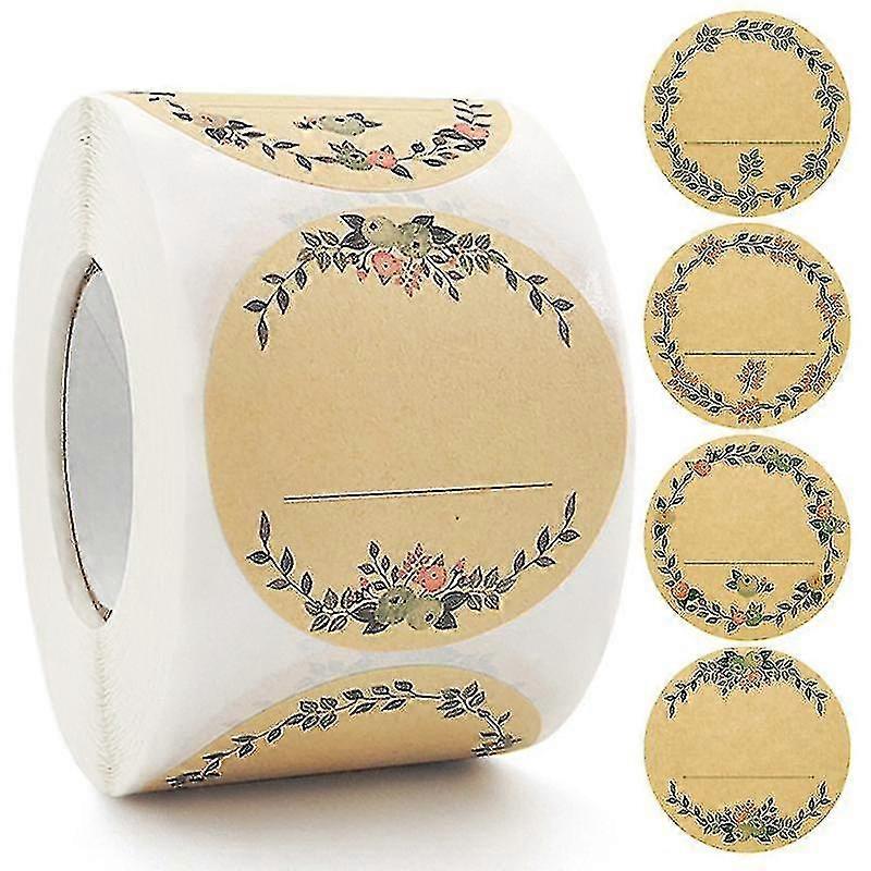 500 Pieces Kraft Paper Stickers, Self-adhesive Labels 5 Cm, Jam Jar Stickers