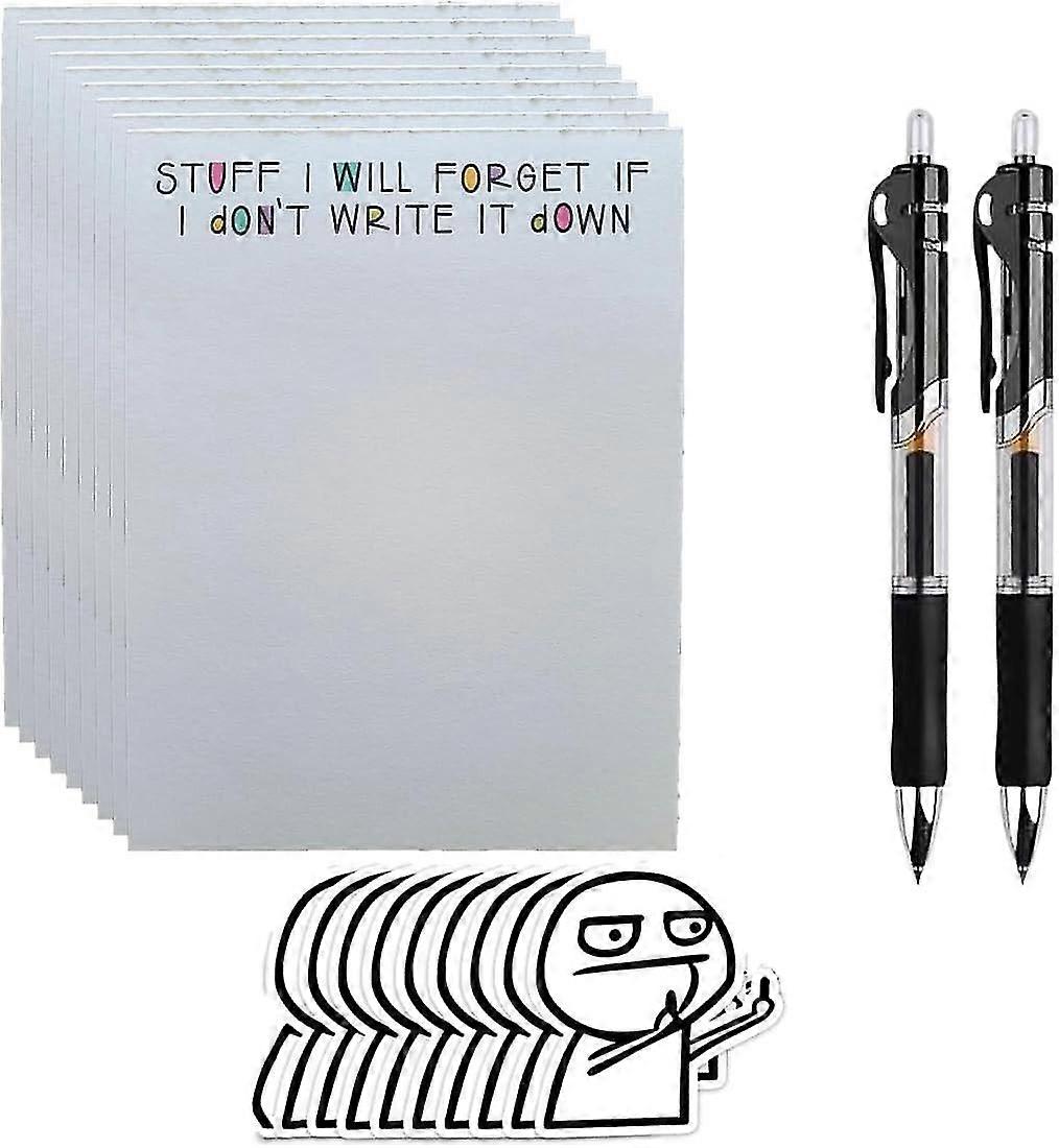 To Do List Notepad Set, Funny Sticky Notes And Pen Set, Novelty Memo Pad Sticky Note With 50pcs Funny Stickers And 2pcs Pens