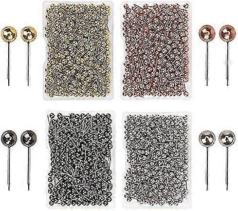 1000 Pieces Push Pins Head Map Push Pins Map Push Pin Head Pin Tacks Push Pins For Cork Board, Fabric Marking, 1/8" Round Metal Head