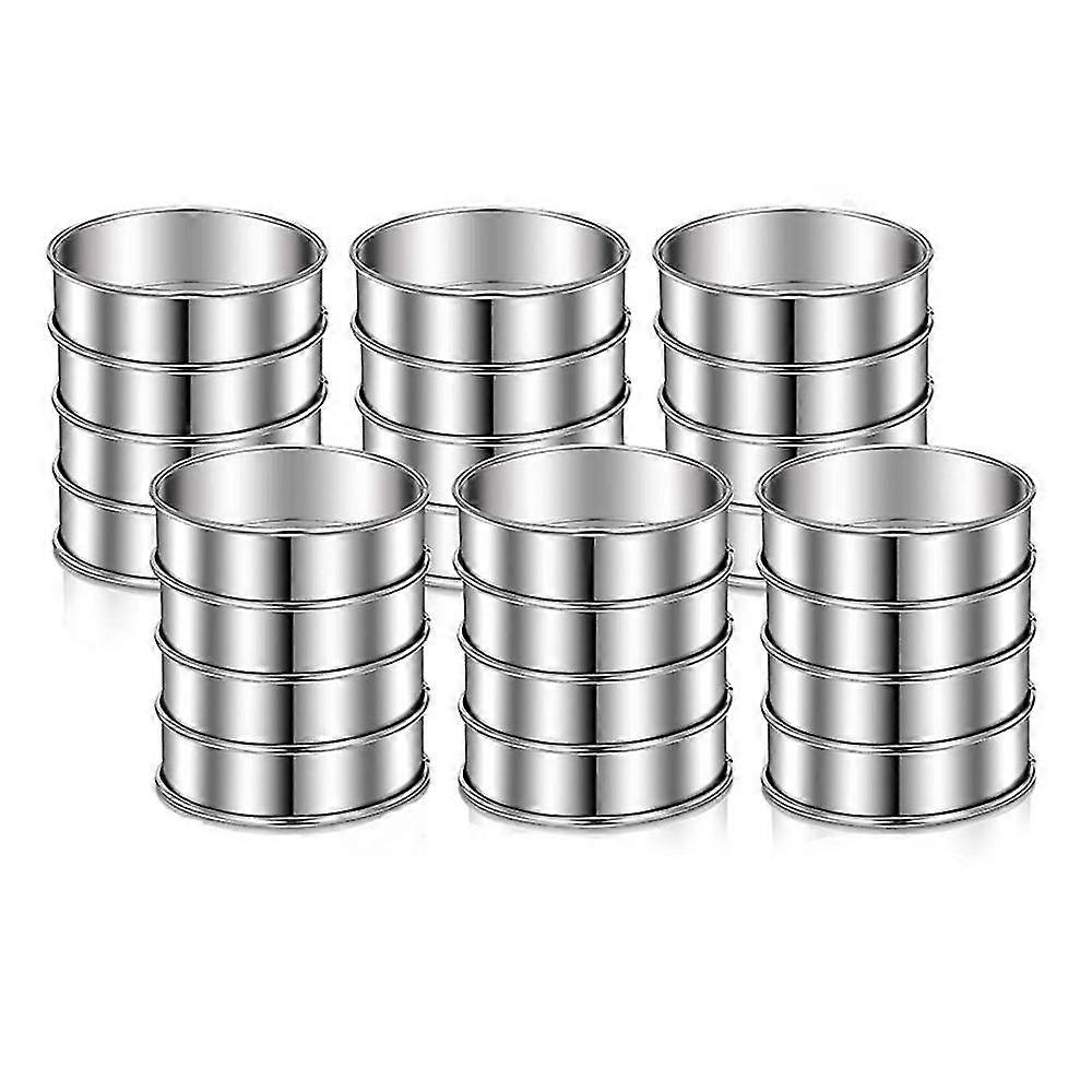 24 pieces double rolled tart rings round muffin rings for baking tool