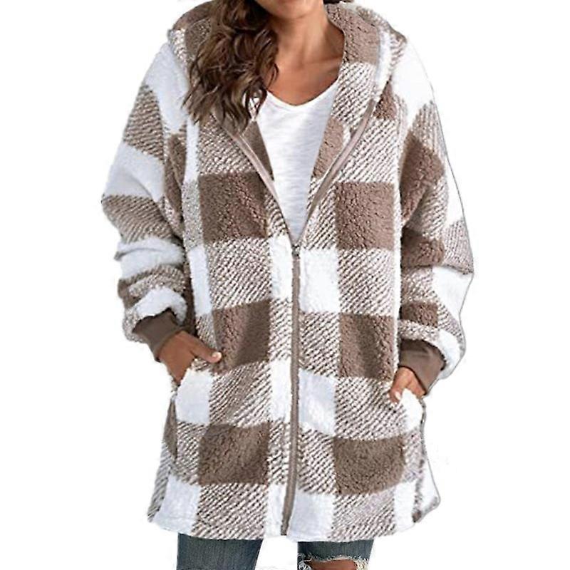 Womens Fuzzy Fleece Jacket, Warm Coats with Pockets