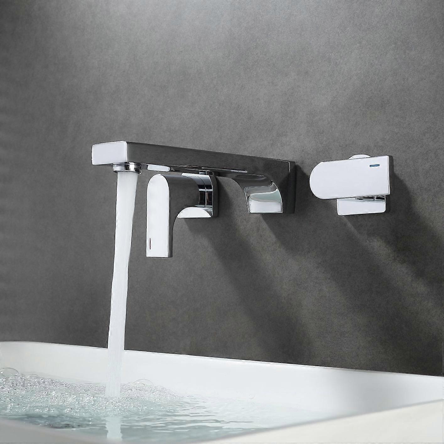 Seinälle asennettava kuuman ja kylmän veden sekoitus Messinkihana