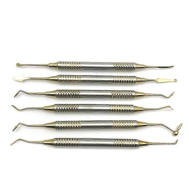 HaKeLai 6pcs/set Dental Composite Resin Filling Spatula Titanium plated Head Resin Filler Set Restoration set Dental Instrument