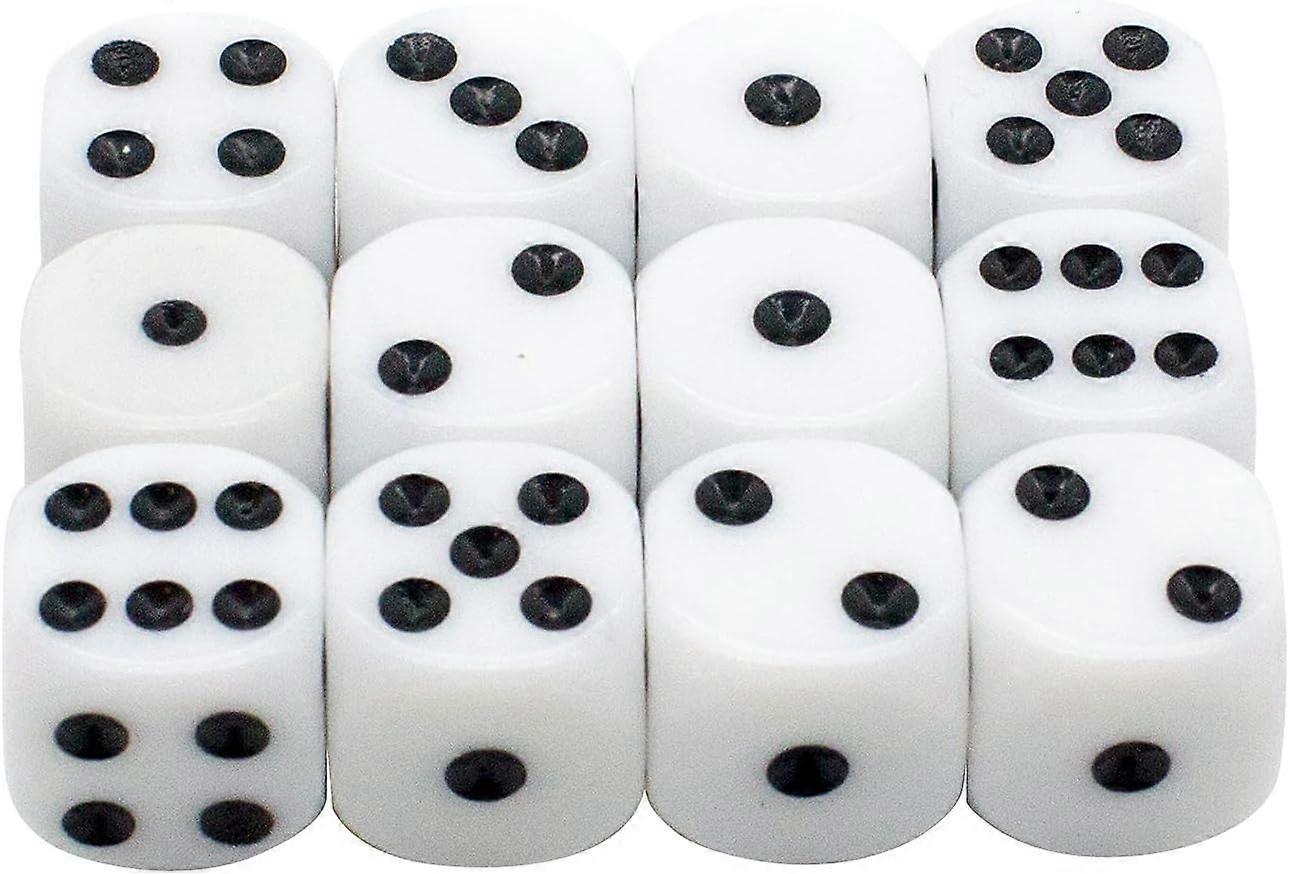 12 Dice for Games White Plastic Playing Dice 14 mm