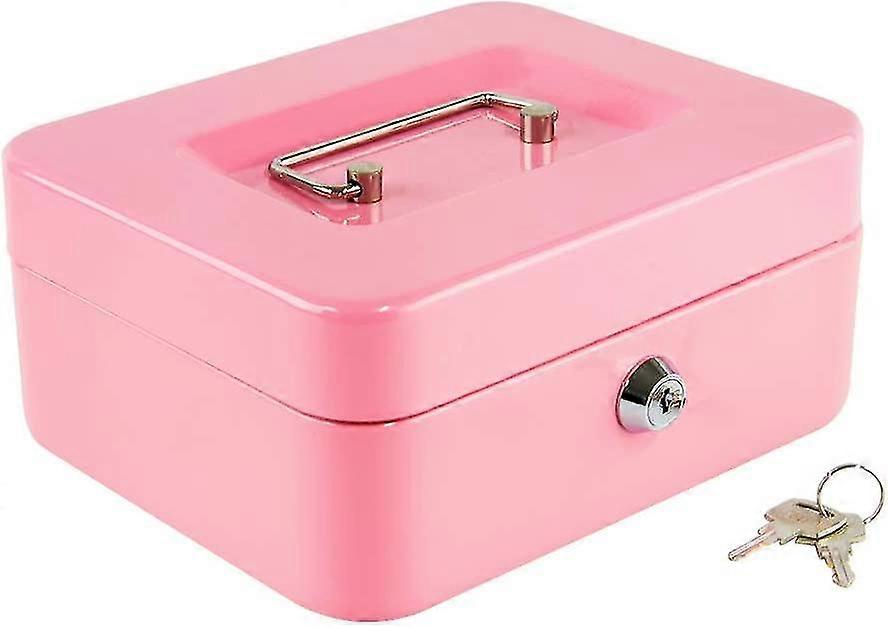 صندوق نقدي متوسط الحجم مع درج نقود وقفل مفاتيح، درج خزنة صغير، أبيض، 7.87 بوصة × 6.3 بوصة × 3.54 بوصة