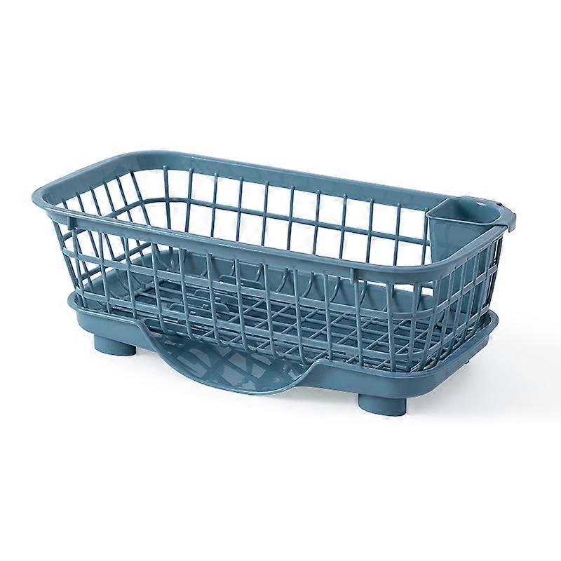 Dish Drying Rack Fast Drainage Detachable Base Drainboard Design Strong Plastic Dish Drainer for Dish Fork Chopsticks Blue