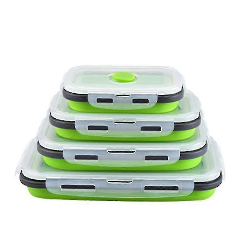 Plastic Food Storage Containers With Lids -4pc Silicone Collapsible Lunch Box Airtight Vacuum Seal - Freezer Microwavable Food Containers For Fruit Le