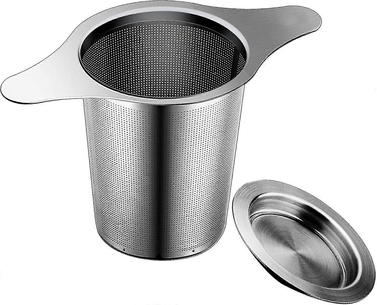 Extra Fine 18/8 Stainless Steel Tea Infuser Mesh Strainer With Large Capacity & Perfect Size Double Handles For Hanging On Teapots, Mugs, Cups To Stee