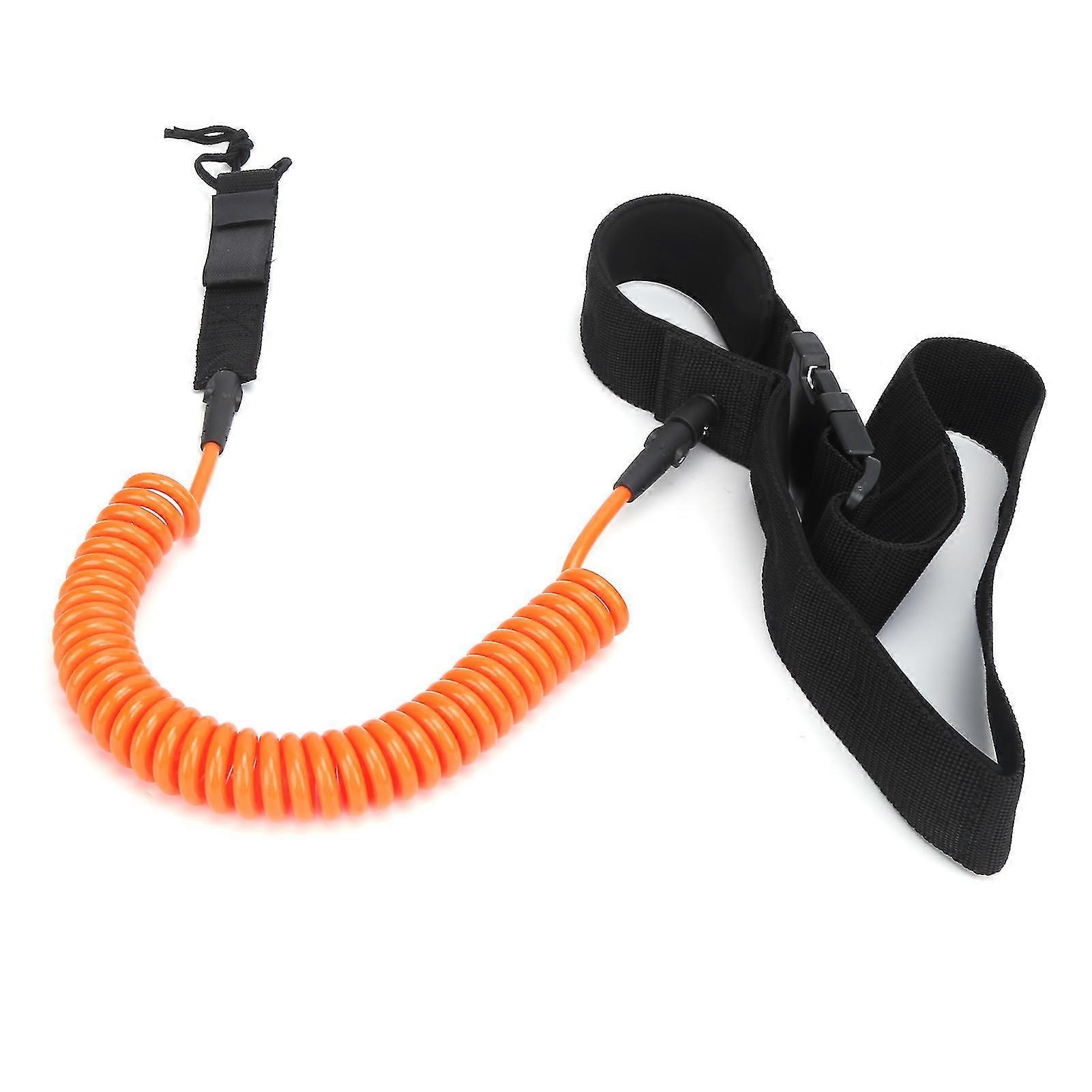 Leash de planche de surf héliciforme en TPU orange - Corde de traction de sécurité pour le surf confortable et hautement élastique