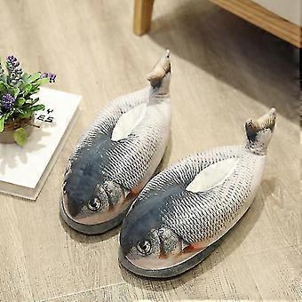 Men's Novelty Fish Shaped Warm Slippers, Kawaii Comfy Non-slip