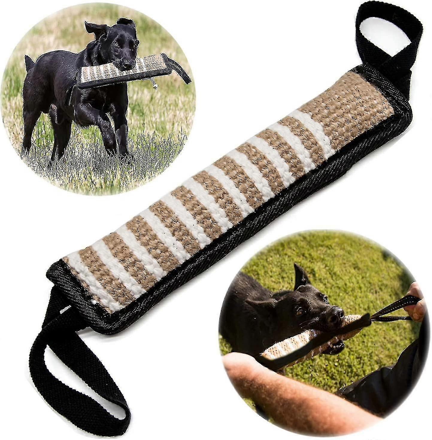 犬タグ玩具、犬咬傷ジュート枕プル玩具、2つの強力なハンドル付き、子犬トレーニングインタラクティブプレイトレーニング玩具