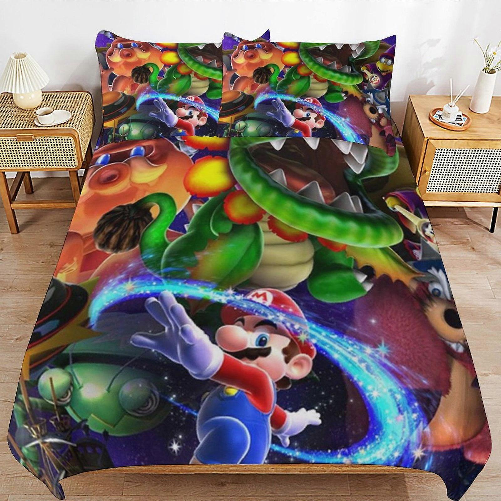 Bedding set JP210 Super Mario 3-Piece Comforter,Super Mario Bedding Set, Soft Microfiber Duvet Cover Set with Zipper Closure TH210