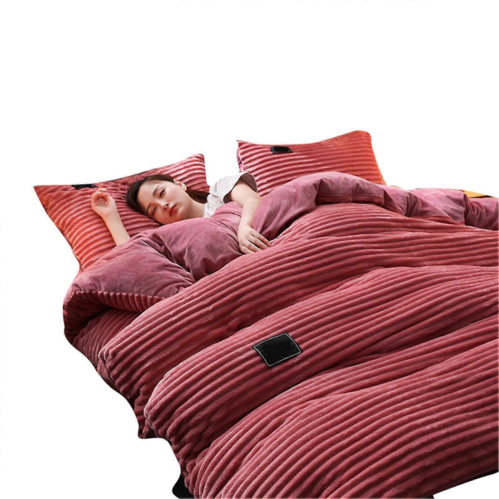 3/4 Adet AB Taraflı Kalınlaştırma Kadife Kış Yatak Takımı Tam Queen King Size Nevresim Ev