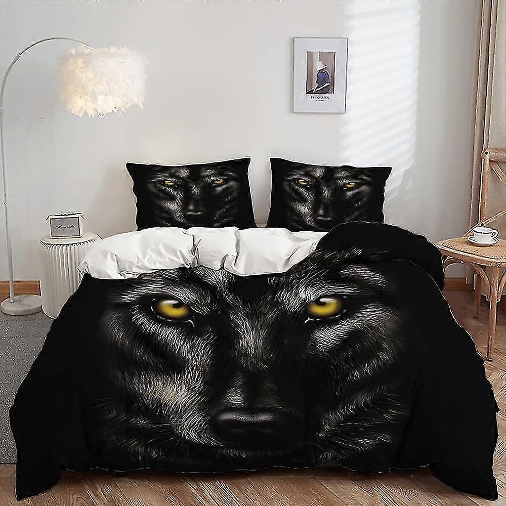 b1367 Bed Sheets Wolf Pattern Printed Printed Comforter 3 Piece Bedding Set 1 Quilt Cover and 2 Pillowcases Bed Sheets gb1367