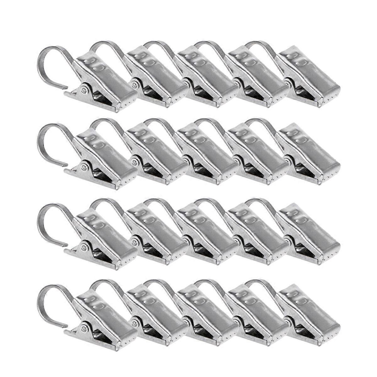20PCS Rustproof Drapery Ring Satin Nickel Curtain Clips with Hook