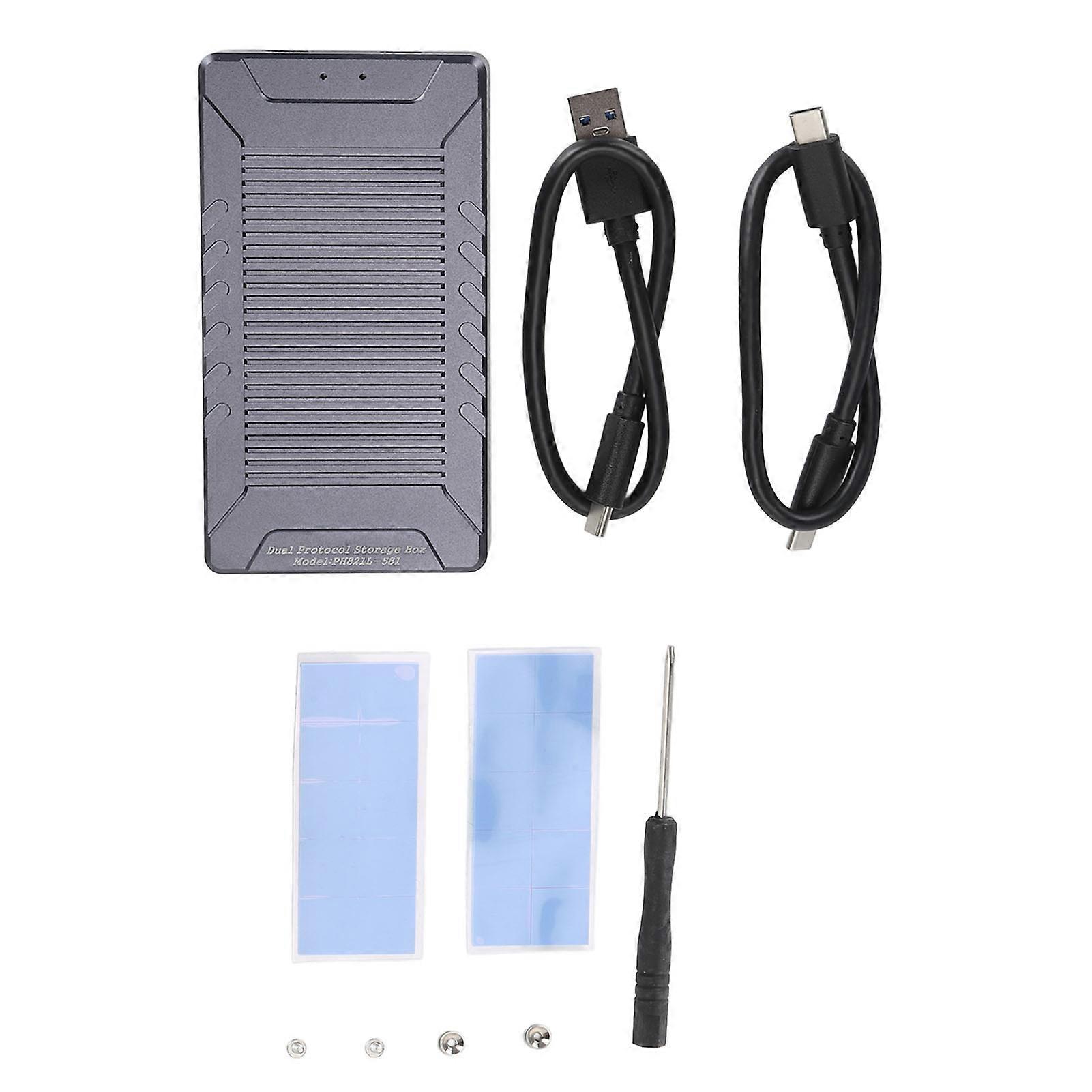 Double M.2 NVMe NGFF SSD Enclosure USB 3.2 Gen 2 10Gbps Type C External SSD Case for M.2 2230 42 60 80 SSD