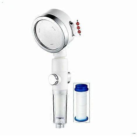 Shower head, pressure shower, handheld shower head (white shower head (transparent handle) + filter element)