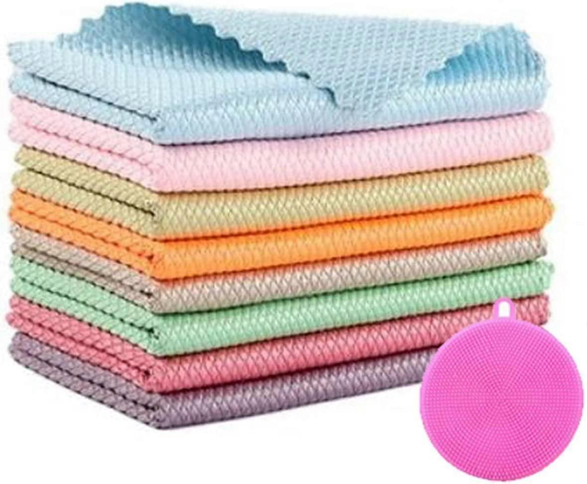 Fish Scale Microfiber Cloths, Super Absorbent No Marks Wavy Fish Scale Cloths