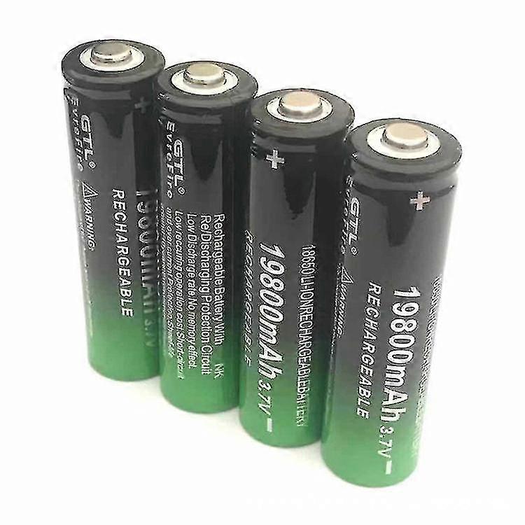 4 Pcs 18650 Battery 19800mah3.7v Flashlight Rechargeable Battery