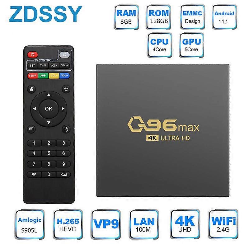 Q96 MAX Smart TV Box Android 11 Amlogic S905L Quad Core 2.4G WIFI 4K Set Top Box 8GB+128GB Media Player H.265 Home Theater