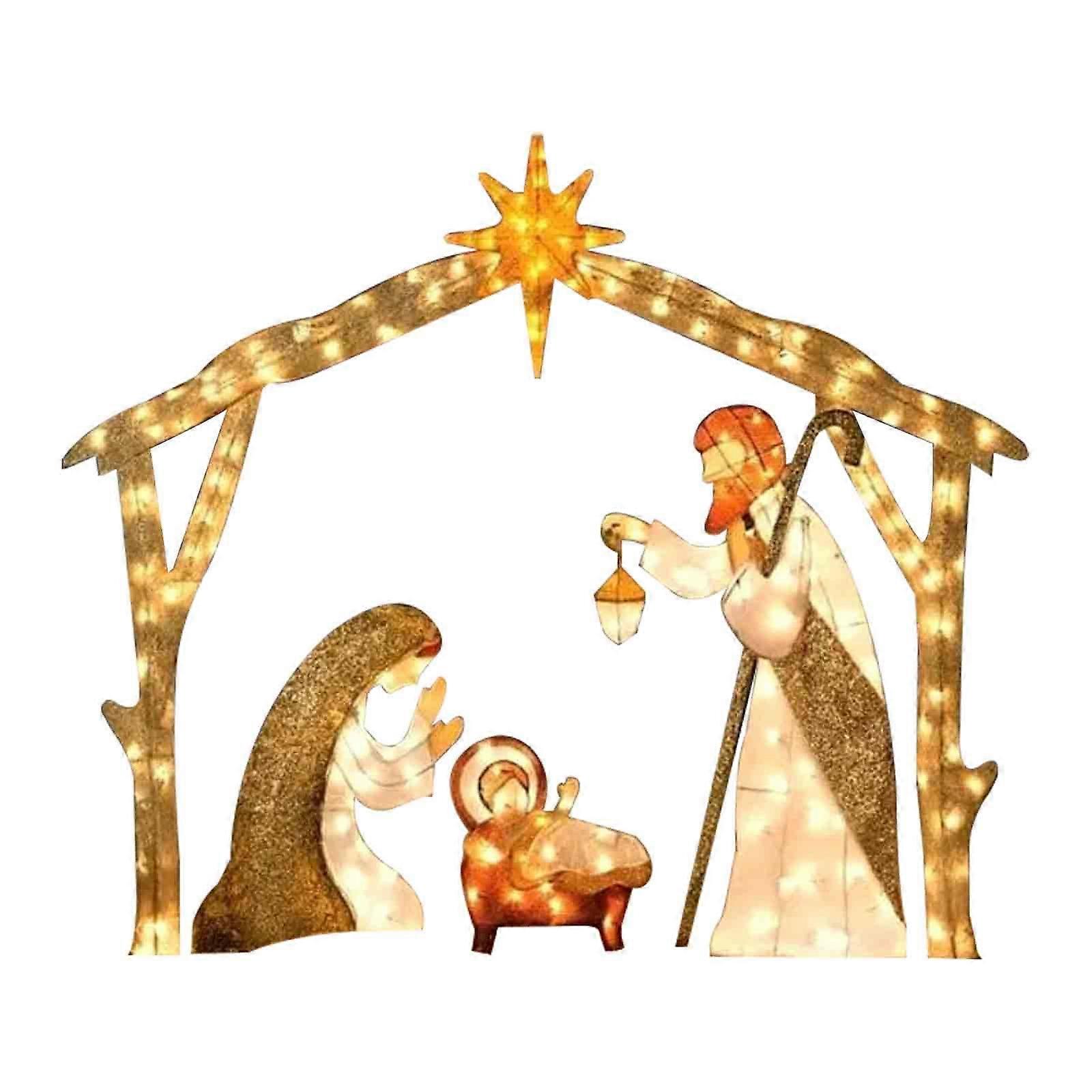 Lys upp julkrubba utomhus, Yard Nativity Set för semester utomhusdekoration