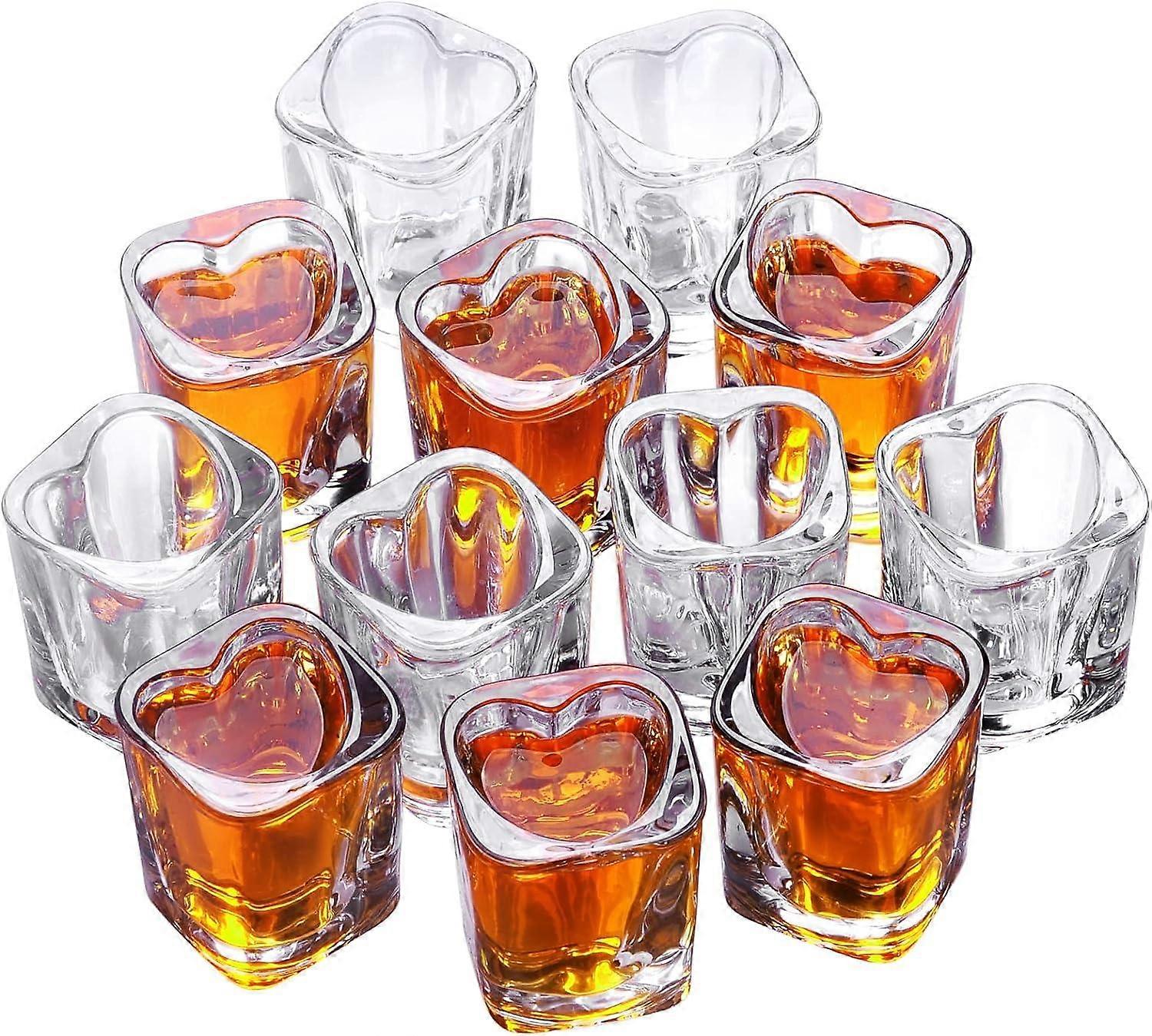 2oz Heart Shaped Clear Tequila Shots, Set of 12