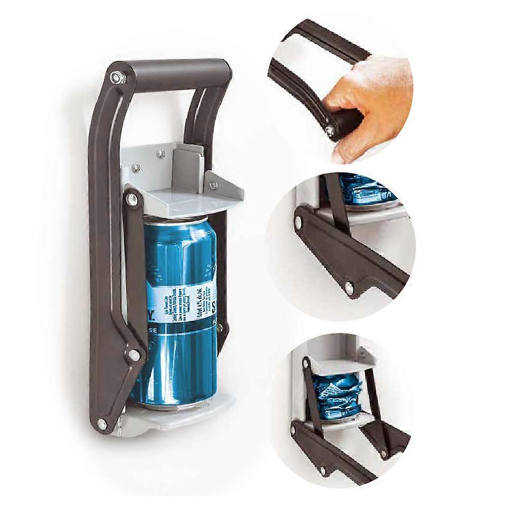 2023 NewWall Mounted Can Crusher Opener Recycling Tool for 16oz Soda Beer Cans Bottle Crushing Accessory