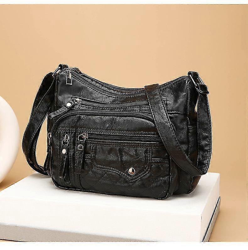 Mode Mjukt Läder Multi-Fack Multi-Pocket Axel Crossbody Väska Dam Messenger Väskor