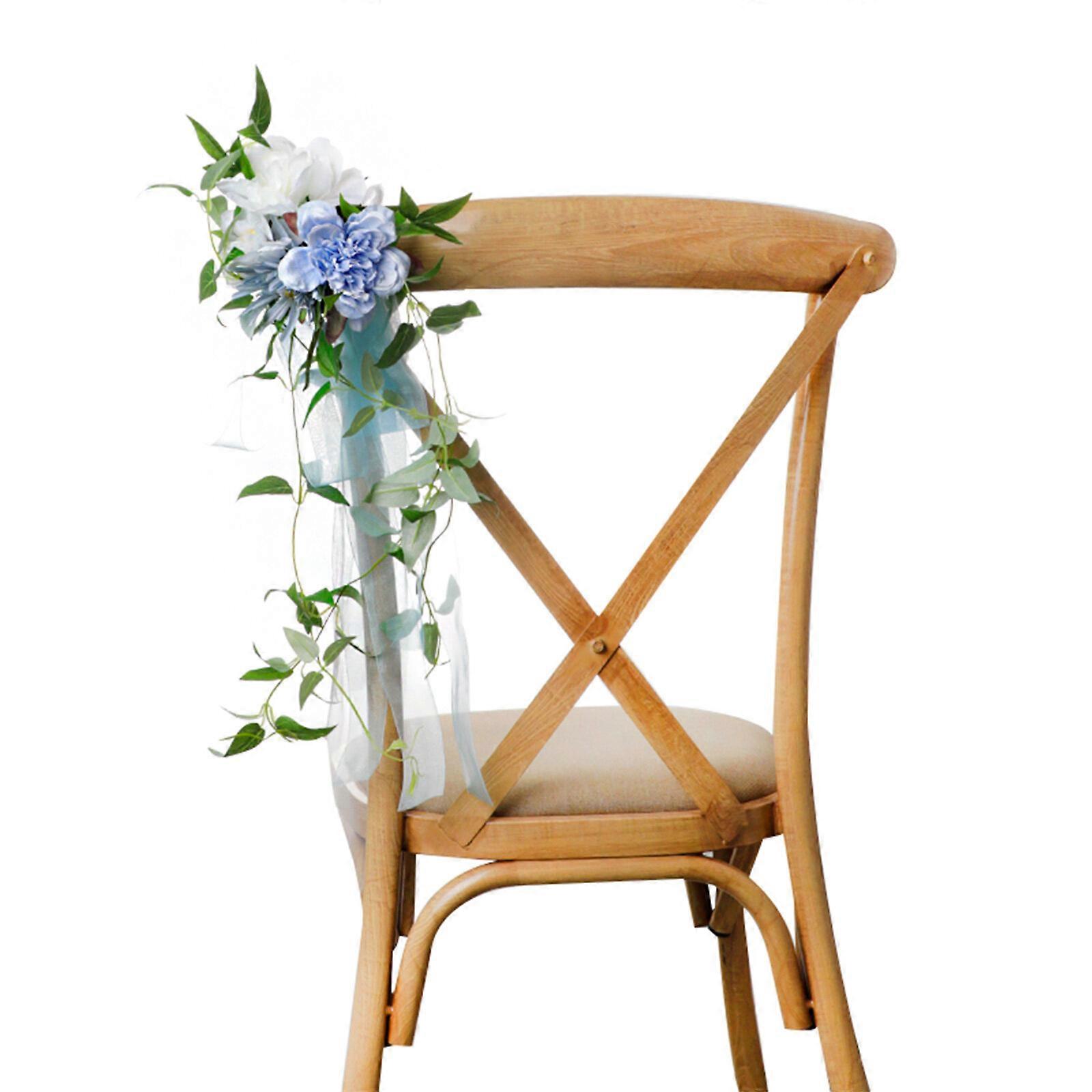 White Cream Rustic Aisle Artificial Flowers with Chiffon Ribbons for Church Bench Pew Bows