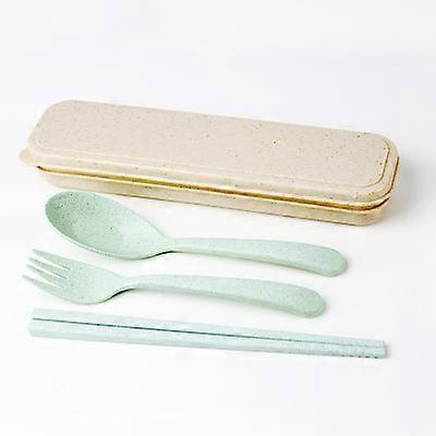 Wheat Three-piece Set of Wheat Straw Tableware Spoon Chopsticks Fork Student Travel Portable Suit Tableware Gift Cutlery Set