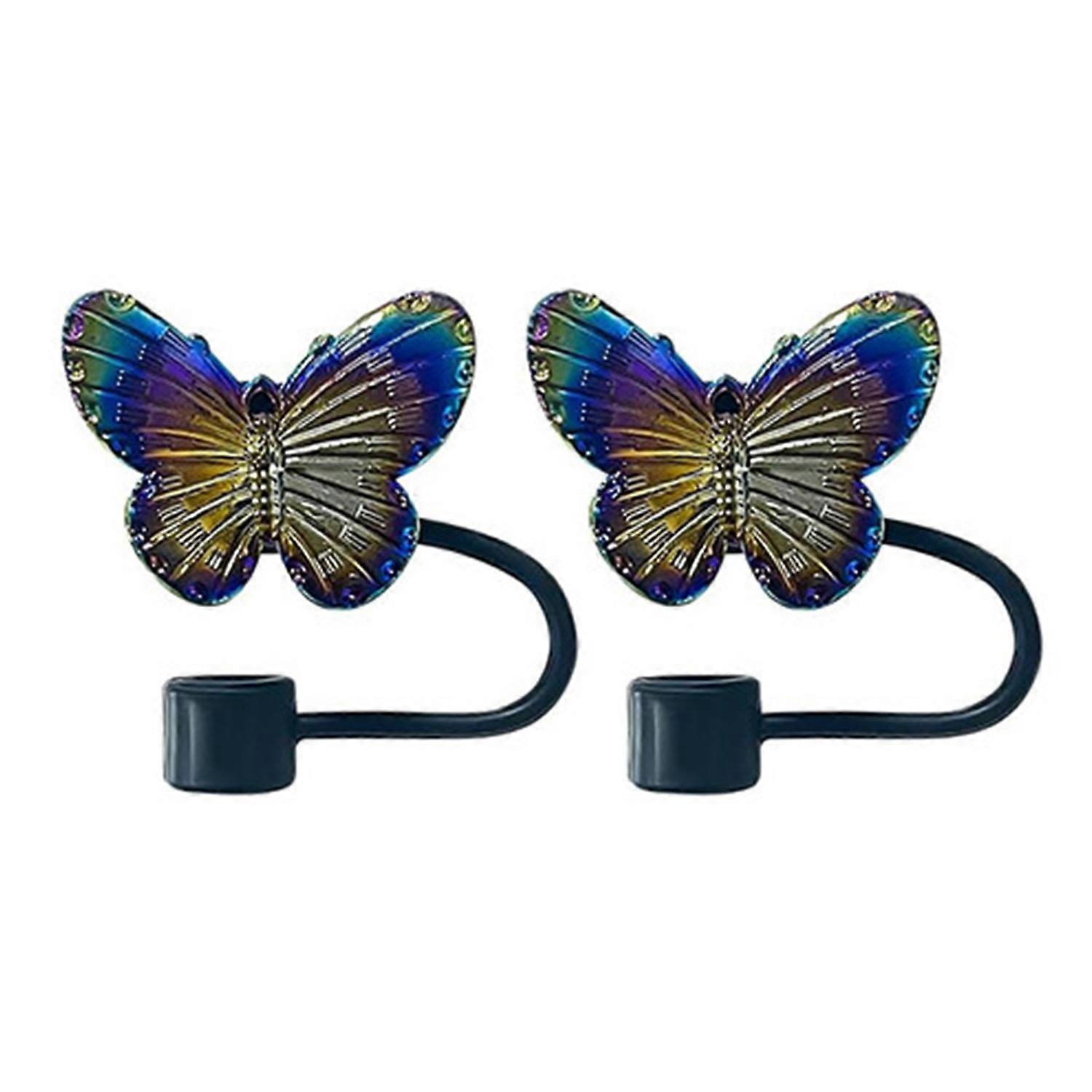 2Pcs Butterfly Straw Covers 10mm Straw Topper for 30/40 Oz Tumbler Reusable Drinking Straw Caps