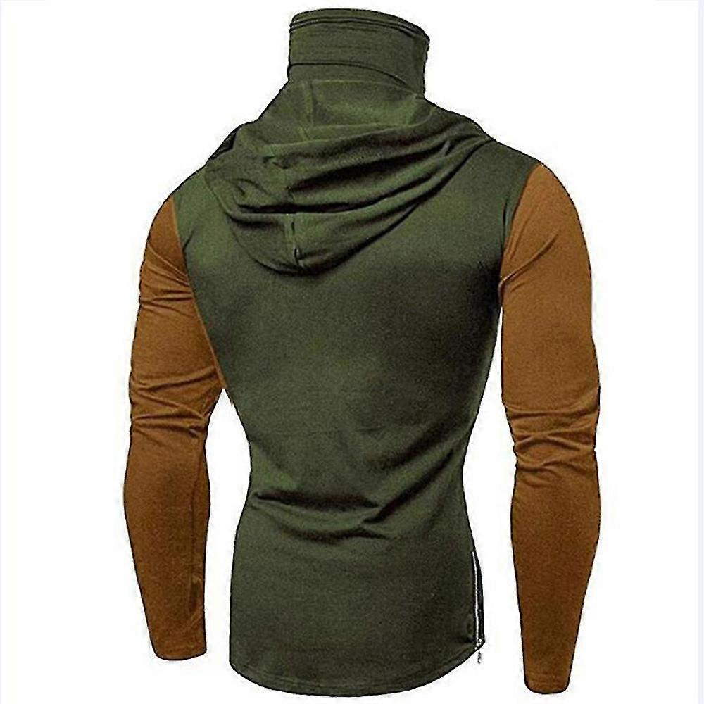 Männer Patchwork Langarm Hoodies Kapuzenpullover Tops mit Ninja Maske