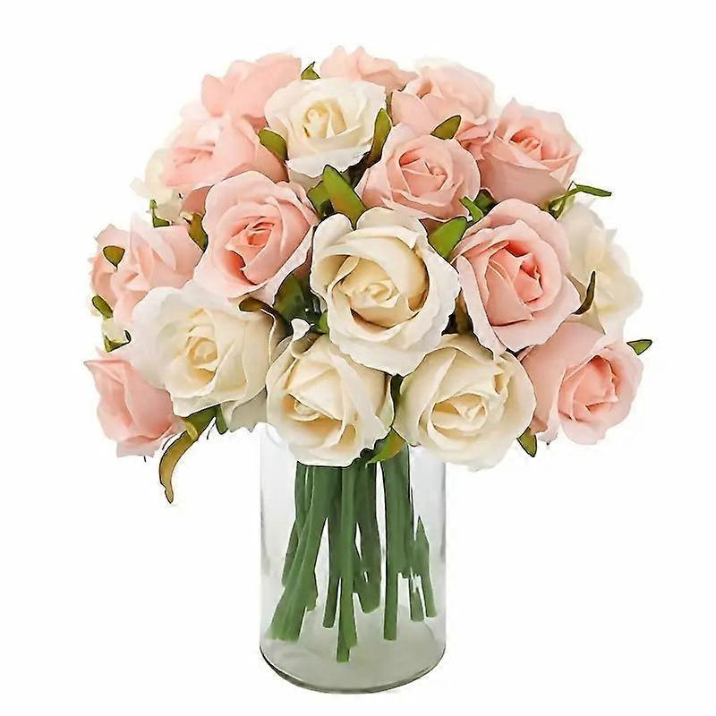 Nnetm 12-piece Premium Artificial Rose Flowers With Stems(champagne) Awo42183