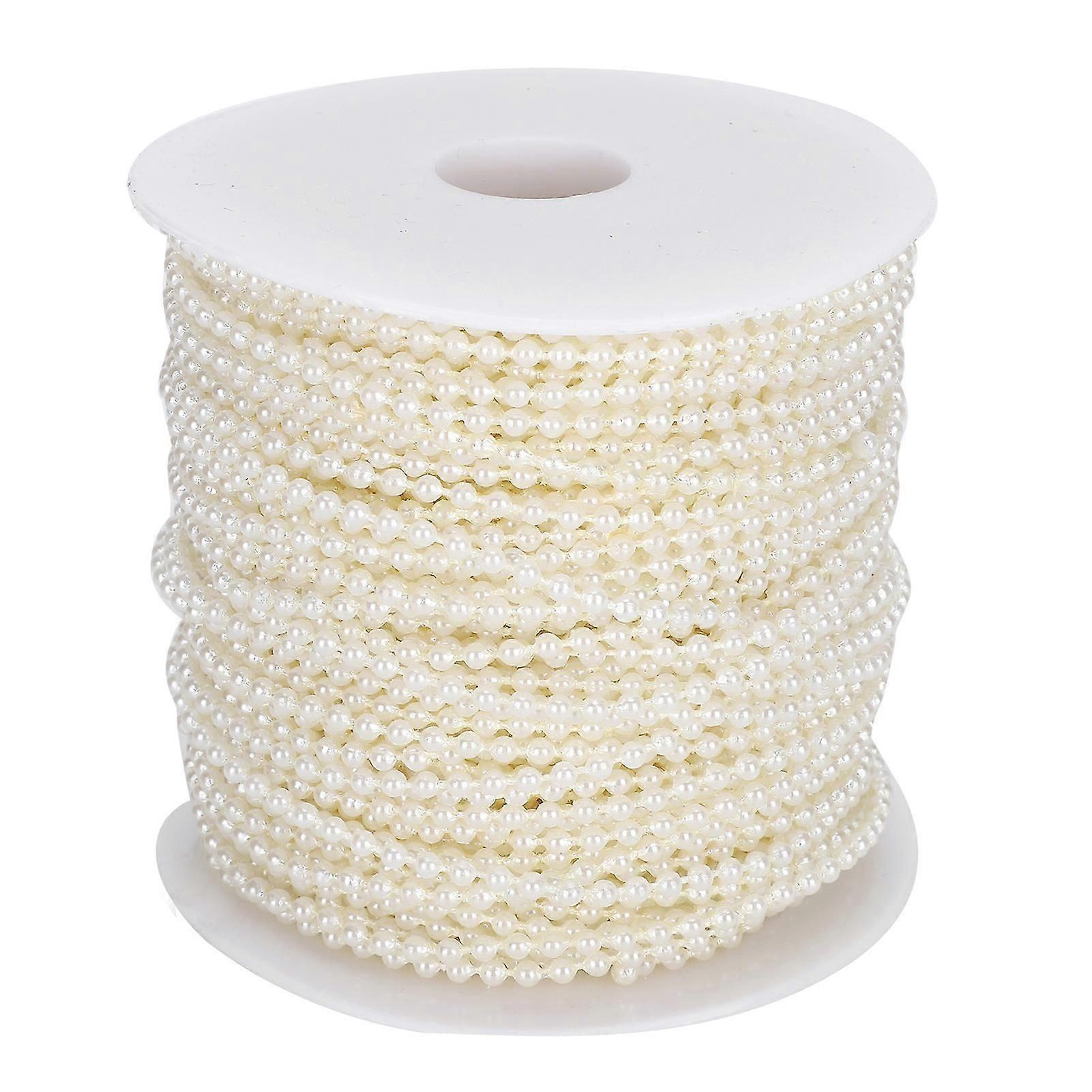 Faux Pearl Bead Garland String Round DIY Διακόσμηση Craft Ένδυση Αξεσουάρ 3mm 50Meter/RollBeige-Good