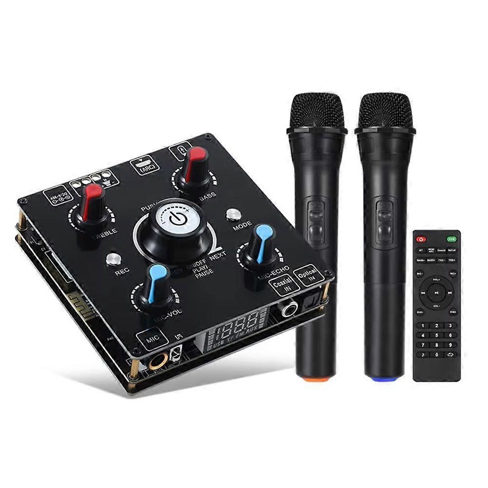Dual Mikrofon Karaoke Machine Bluetooth 5.0 Sound Power Amplifier Integrovaný zesilovač & U-Disk přehrávač Domácí Audio Subwoofer