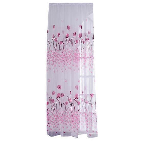 Yousheng 1 Sheet Window Gauze Rod Pocket Design Pastoral Translucent Beautiful Printing Sheer Curtain Home Decoration