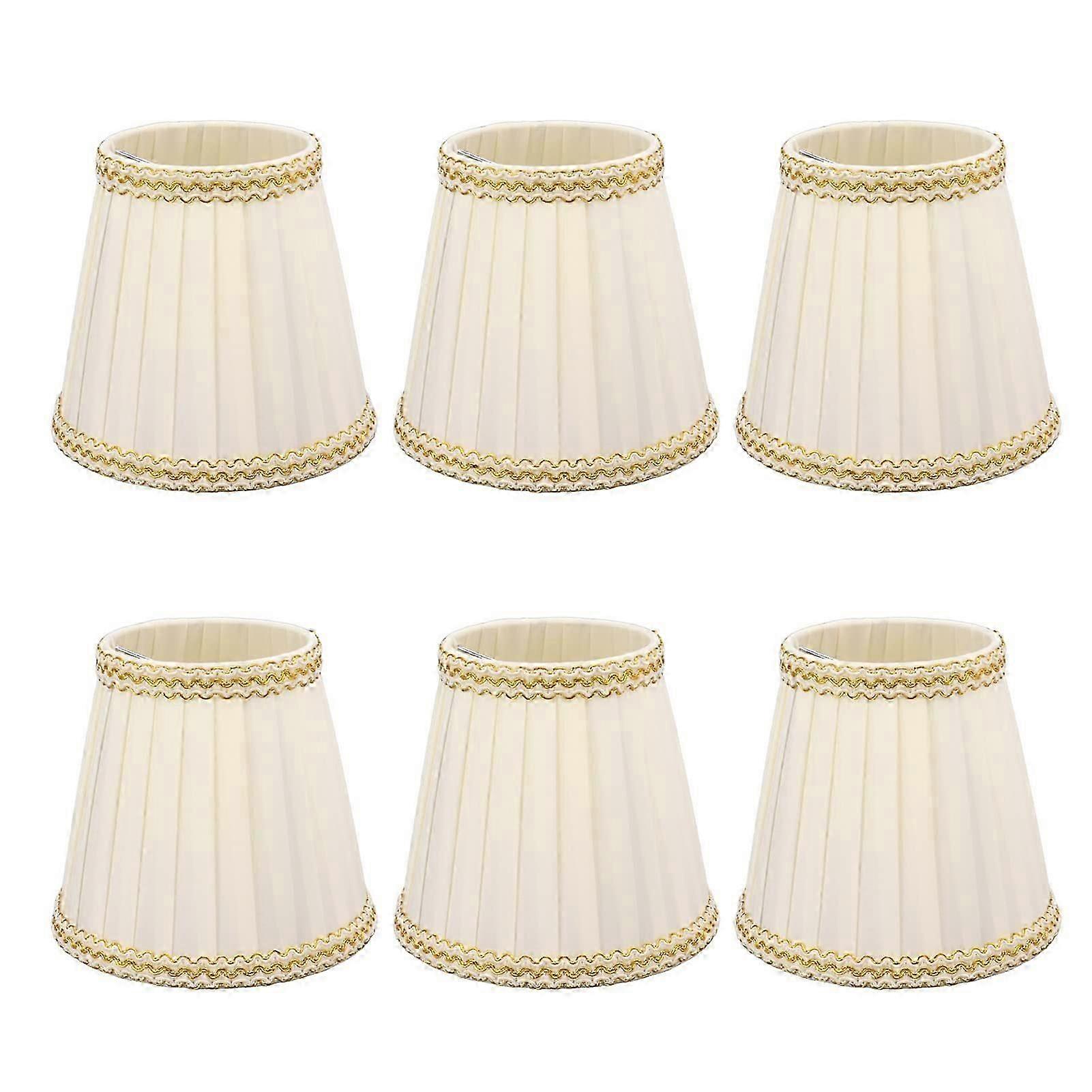 灯罩，6 件夹式小灯罩，鼓形灯罩布，吊灯灯罩 蜡烛灯泡 照明装饰配件