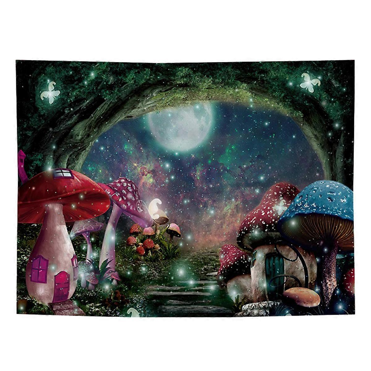 Mushroom Castle Tapestry Galaxy Moon Stars Tapestry Mysterious Forest Tree Tapestry Fantasy Fairy Tale Tapestry