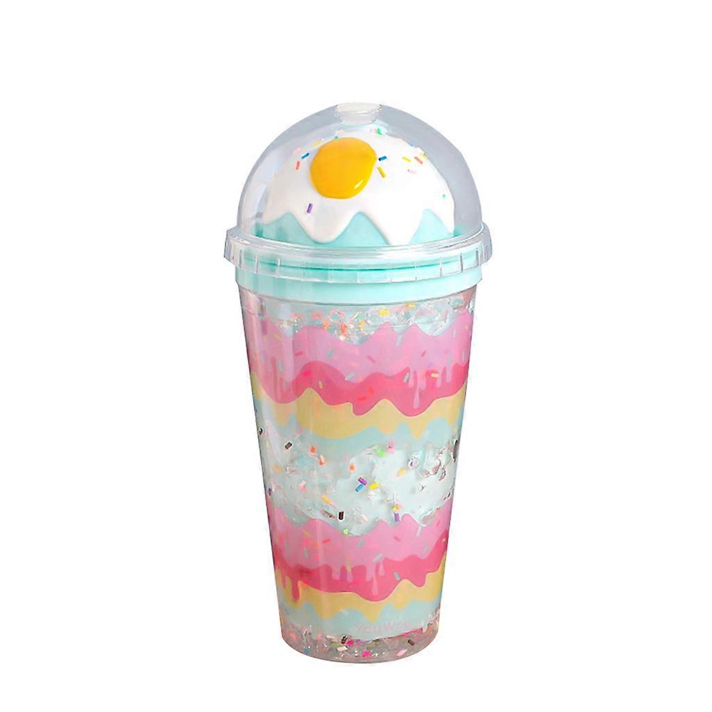 Summer Ice Cup Double Layer Cold Storage Cup Ice Storage Container for Creative Crushed Ice Cup Water Container for Chil  Green