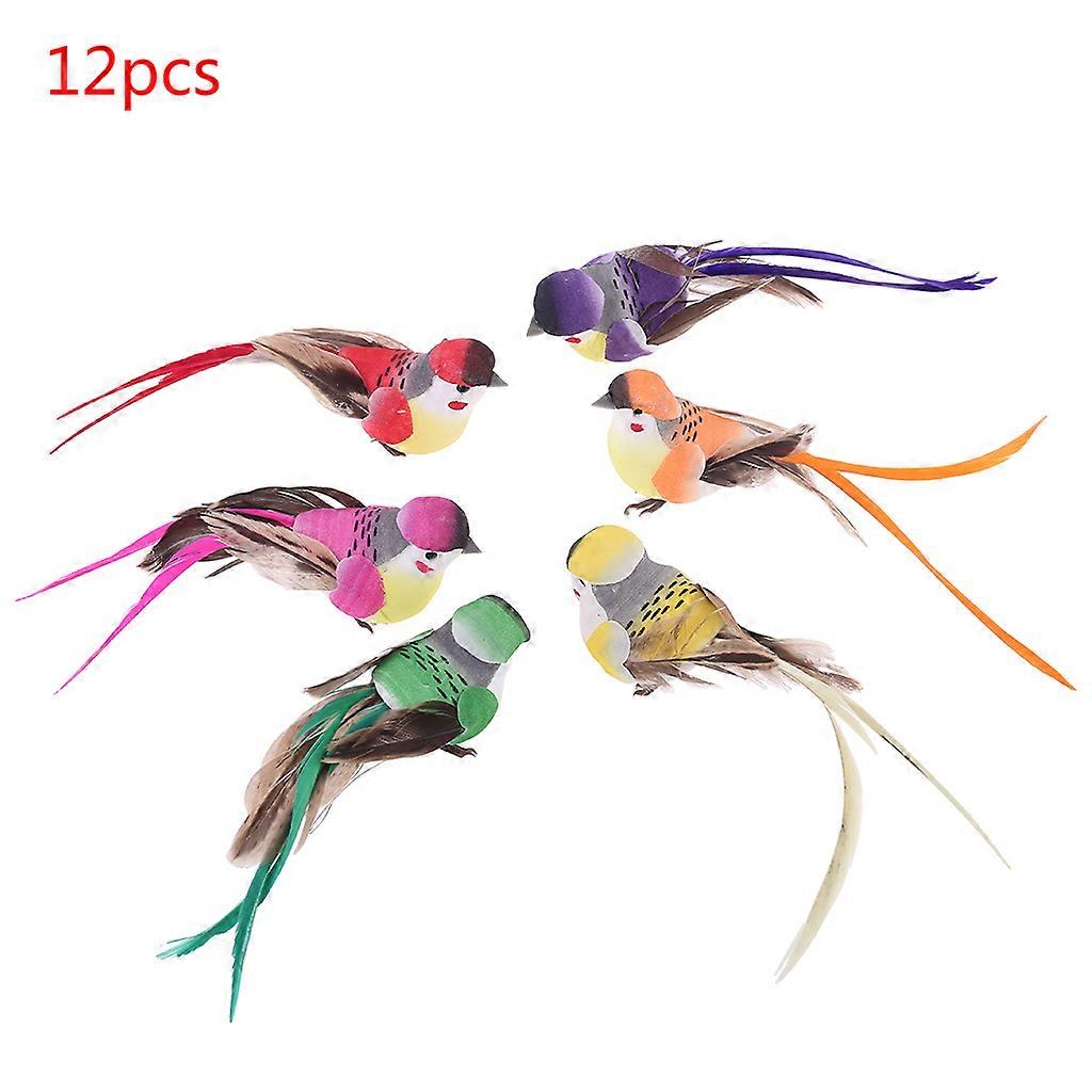 Artificial Simulation Foam Bird Colorful Artificial Feathered Birds Clip-on Christmas Tree Ornament Feather Mini Birds  Multi
