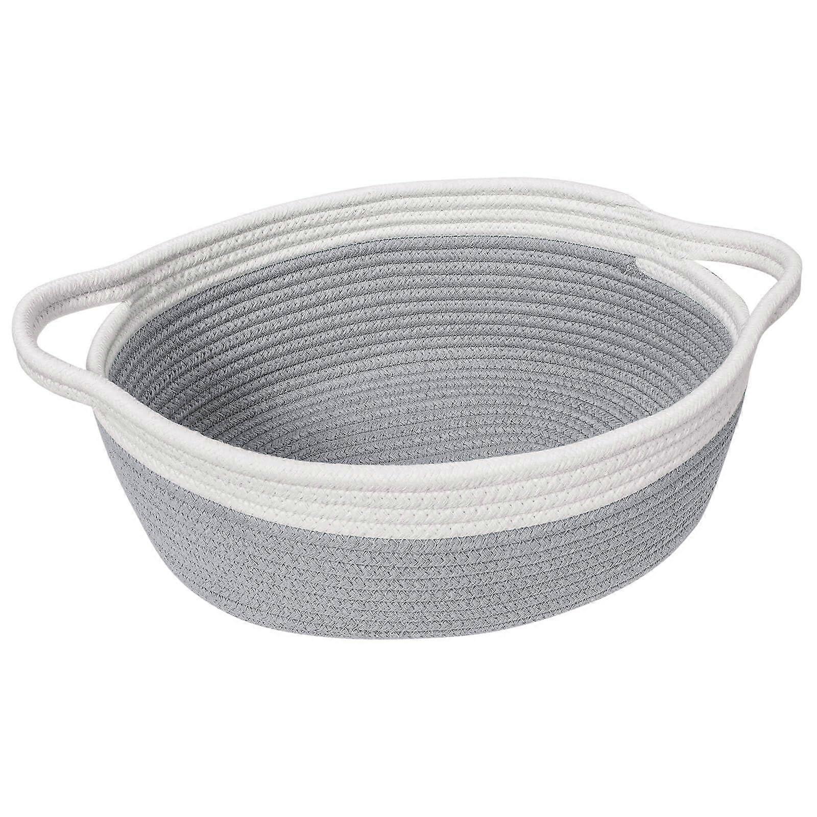 12"x 8" x 5" Gray Small Woven Storage Basket with Handles