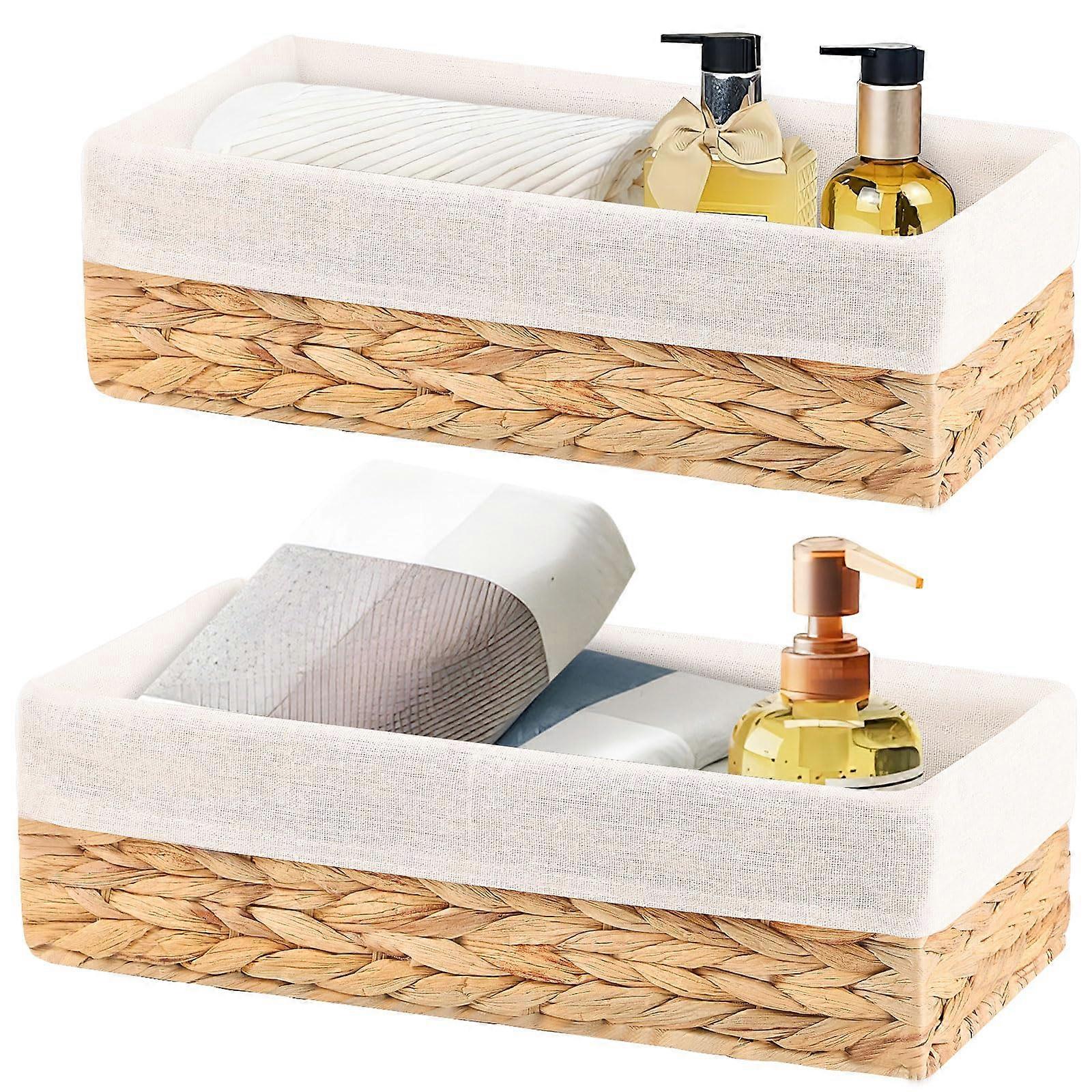 2 Pack Handmade Woven Storage Basket for Shelf Decoration