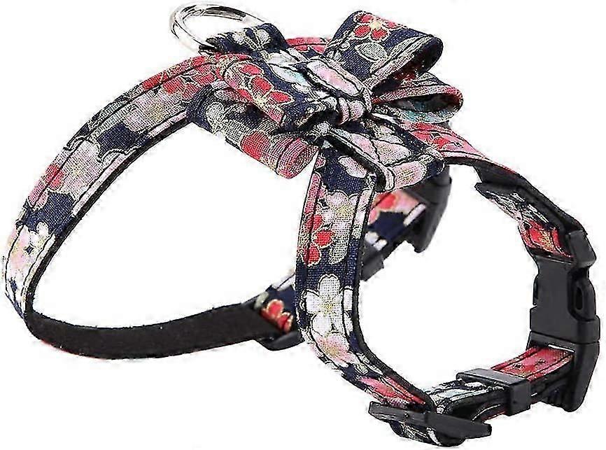 Adjustable dog harness, pet cat leash denim jacket with bow fabric for kitty puppy animals