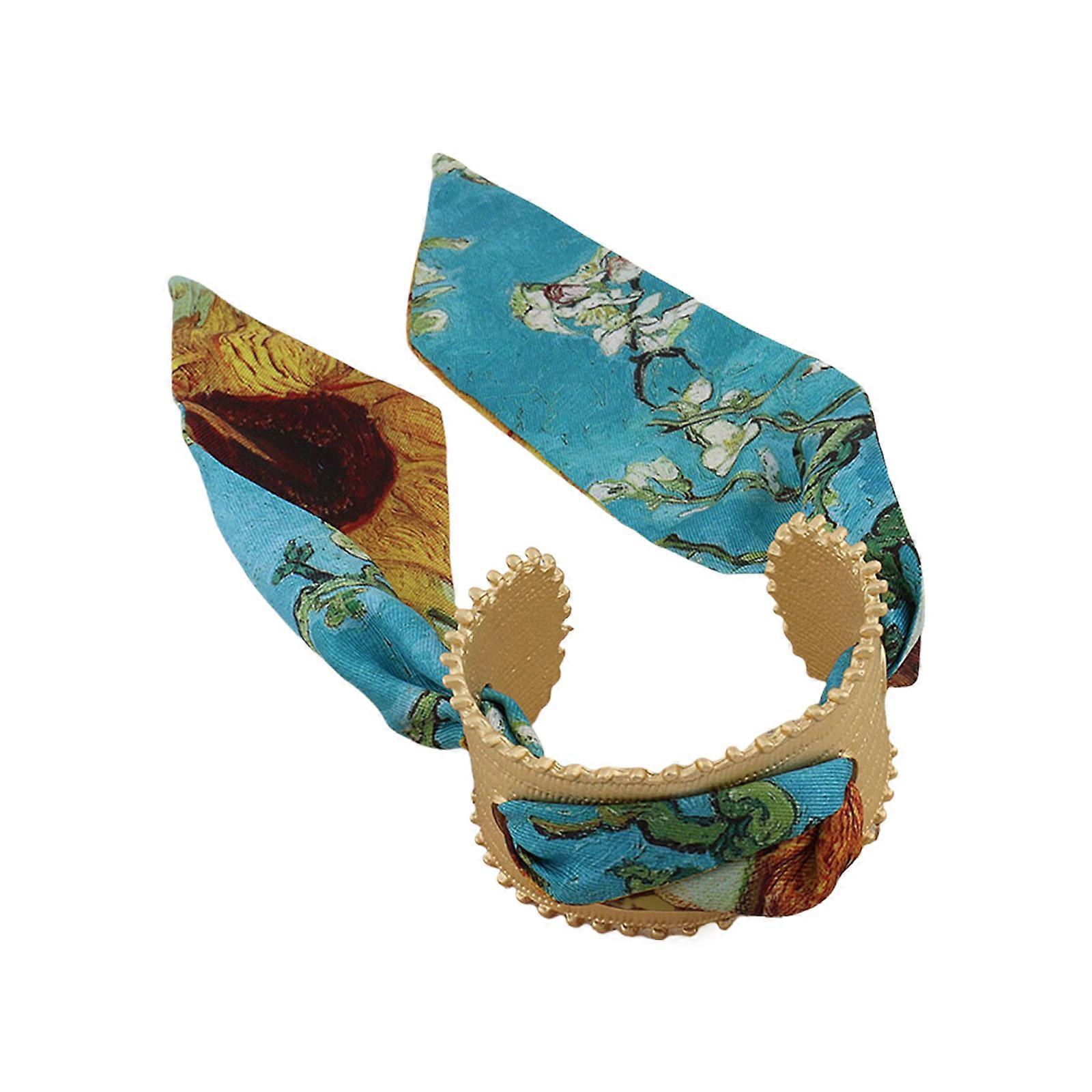 Élégant Bracelet foulard en soie coloré taille ajustable Bracelet manchette ouverte Accessoires de poignet confortables pour femmes à la mode jaune bleu