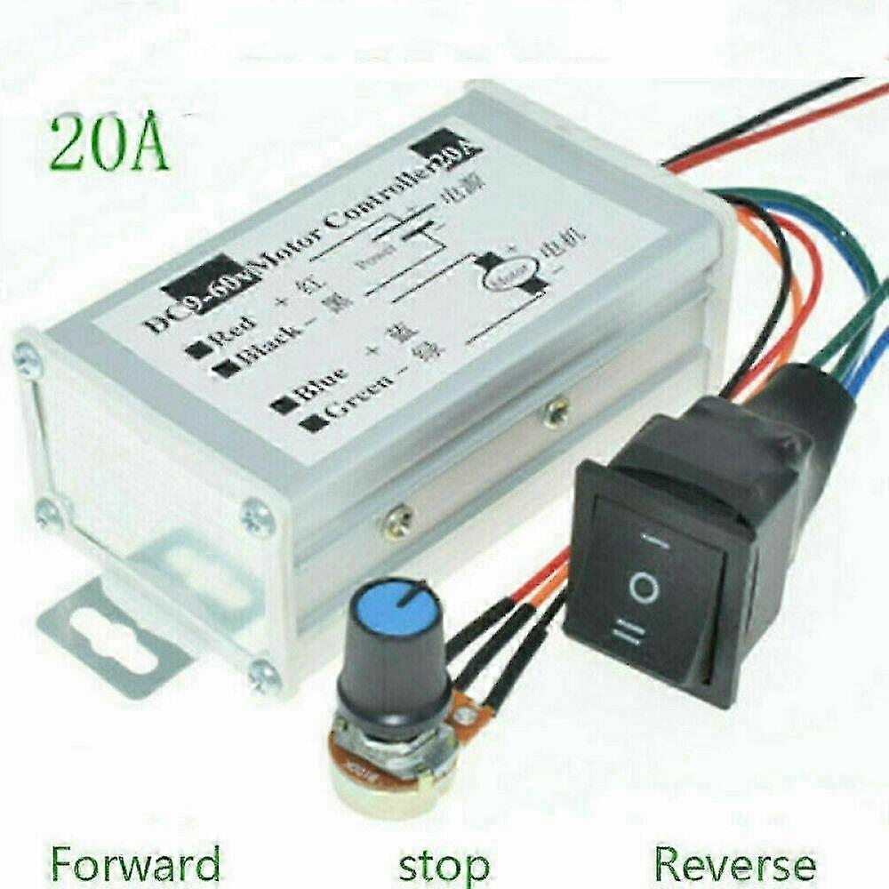 20A PWM DC Motor Speed Controller 9-60V, Reversible Forward/Reverse Switch
