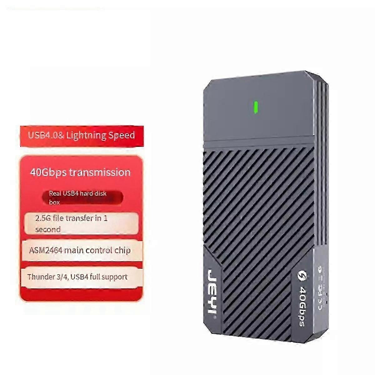JEYI NVMe SSD Box Gehäuse USB4.0 40Gbps Aluminium M.2 Gehäuse Tragbare Festplatte Externes SSD Gehäuse Thunder 2464 js