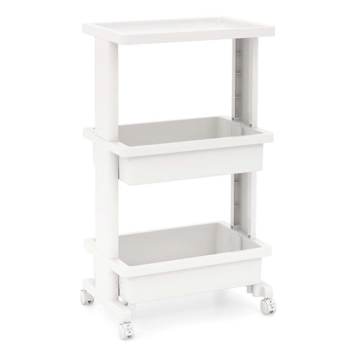 3-Tier Trolley with Table Top and Lockable Wheels Plastic Trolley